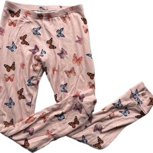 Girls Pink Butterfly Leggings - Soft Printed Sleep Bottoms